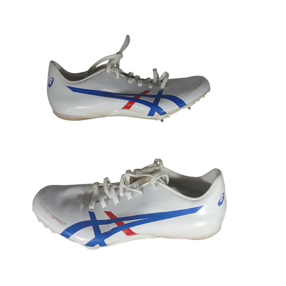 Asics Hyper Sprint Track Spikes White Blue Red Mens 6.5 Sprinting Shoes 1093A125
